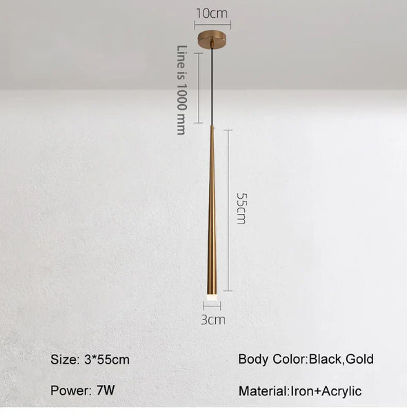 Sleek Drop Pendant Light - LED Integrated Adjustable Height Warm Light