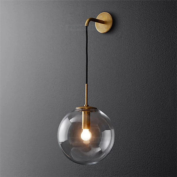Sizzle Mid-Century Glass Globe Hanging Wall Light - Amber/Smoke/Clear