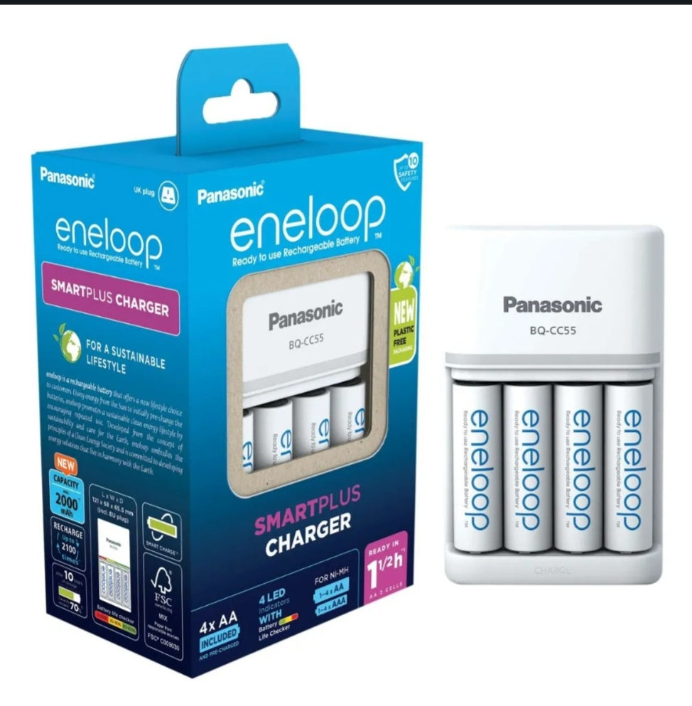 S19118 Eneloop Smart & Quick Charger + 4 x AA 2000mAh Batteries - UK Plug