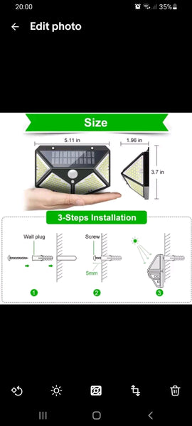 Super Bright 100 LED PIR Solar Motion Security Lights
