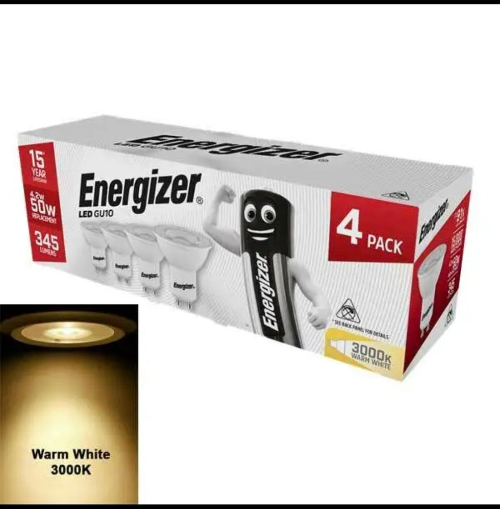 12 x Energizer LED GU10 345lm 4.2W 3,000K (Warm White)