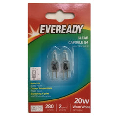 10x G4 20W Watt EVEREADY G4 DIMMABLE ECO HALOGEN LIGHT BULBS LAMPS CAPSULES UK