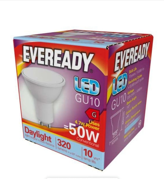 20 x Eveready 4.7W LED GU10 - (Warm White,Daylight or Cool white)