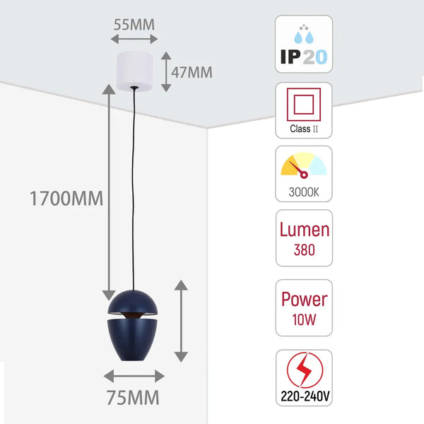 Acorn LED Pendant Downlight with Cove Lighting Effect 10W Warm White