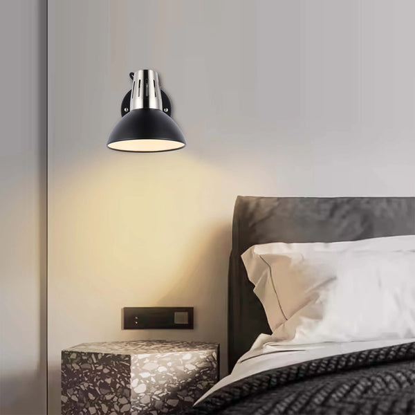Adjustable Black Wall Light with In-Line Switch