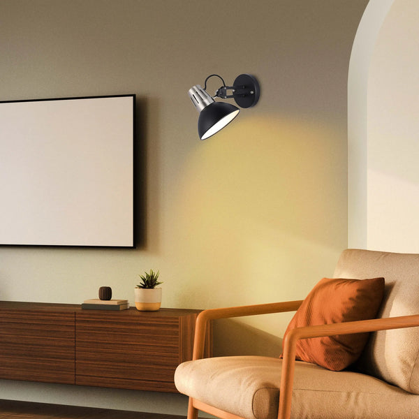 Adjustable Black Wall Light with In-Line Switch