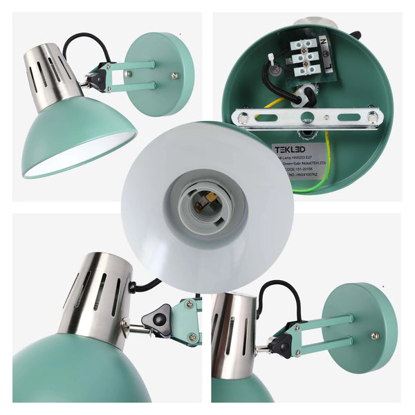 Adjustable Black Wall Light with In-Line Switch