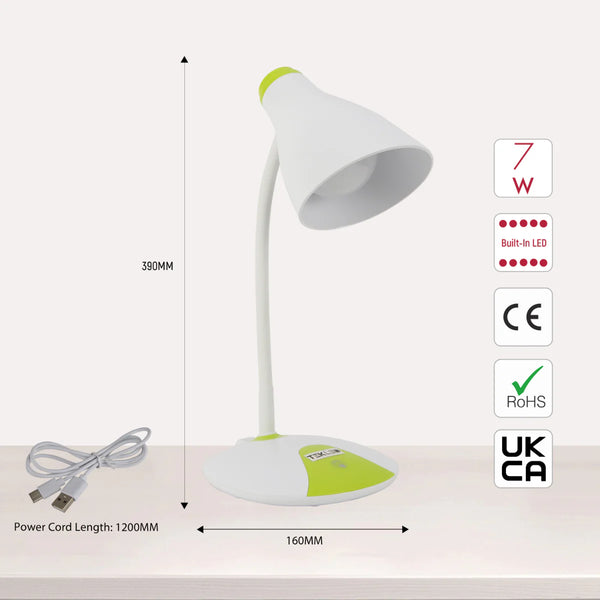 Adjustable Gooseneck LED Desk Lamp with Dual Colour Design