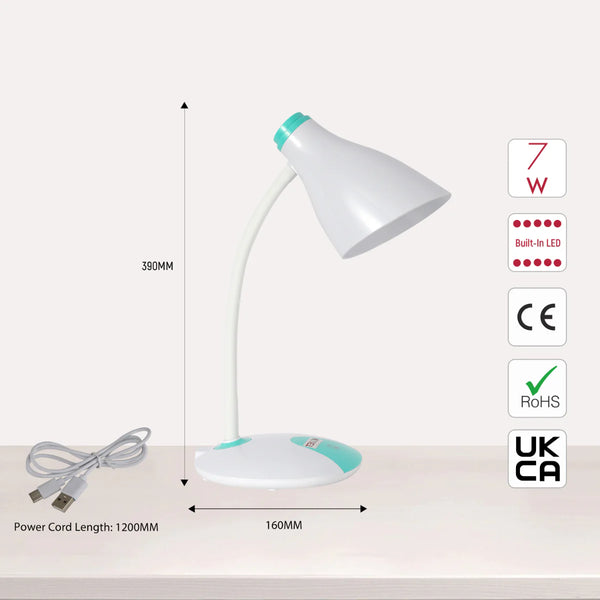Adjustable Gooseneck LED Desk Lamp with Dual Colour Design