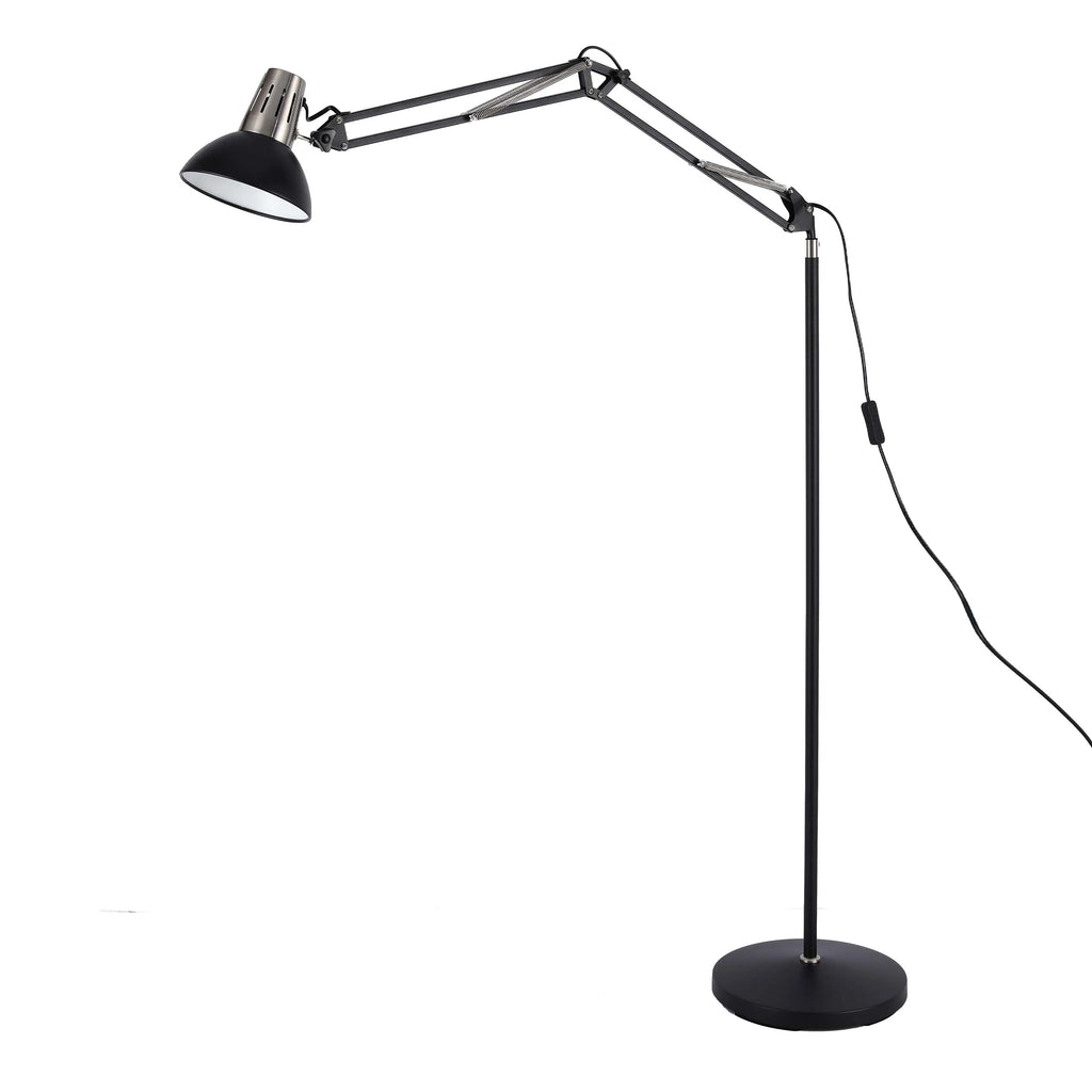 Adjustable Floor Lamp with Extendable Arm & Steel Shade - E27 Fitting