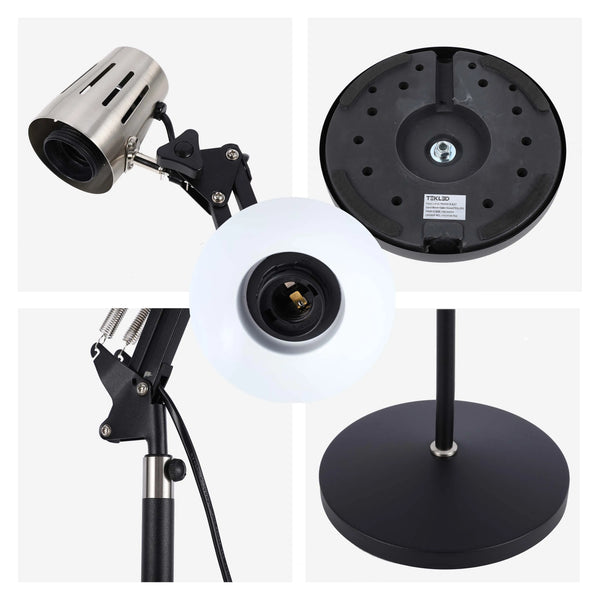 Adjustable Floor Lamp with Extendable Arm & Steel Shade - E27 Fitting