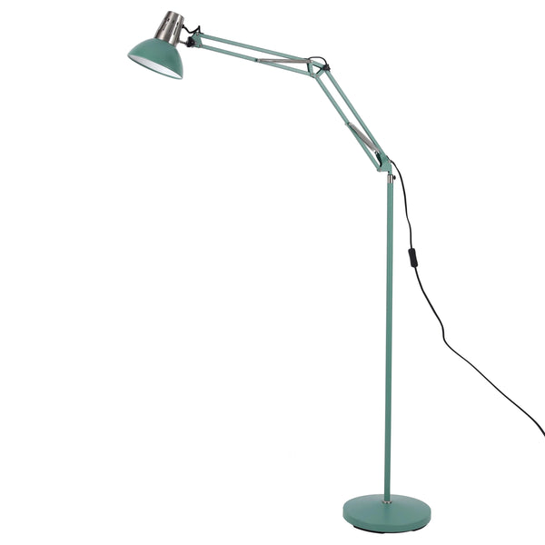 Adjustable Floor Lamp with Extendable Arm & Steel Shade - E27 Fitting