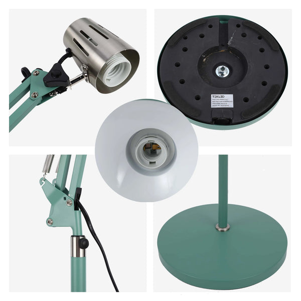 Adjustable Floor Lamp with Extendable Arm & Steel Shade - E27 Fitting