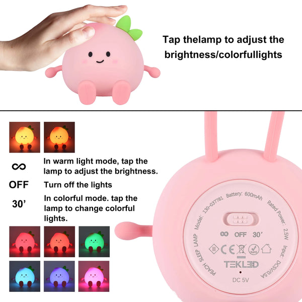 Adorable LED Rechargeable Night Light with Timer and Color-Changing Options