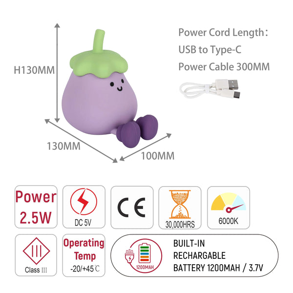 Adorable LED Rechargeable Night Light with Timer and Color-Changing Options