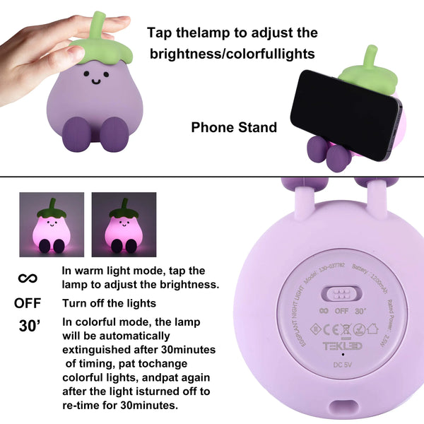 Adorable LED Rechargeable Night Light with Timer and Color-Changing Options