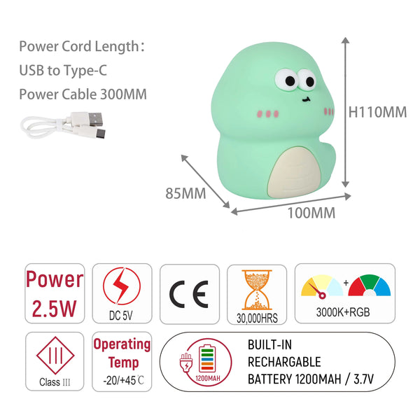 Adorable LED Rechargeable Night Light with Timer and Color-Changing Options
