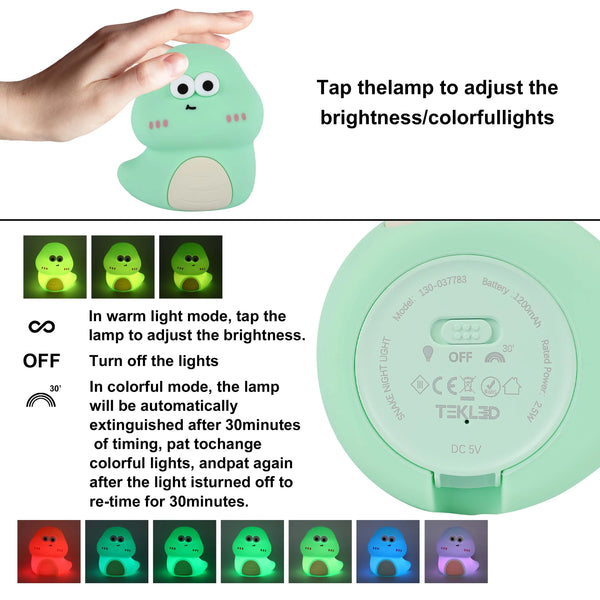 Adorable LED Rechargeable Night Light with Timer and Color-Changing Options