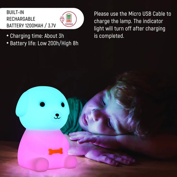 Adorable LED Rechargeable Night Light with Timer and Color-Changing Options