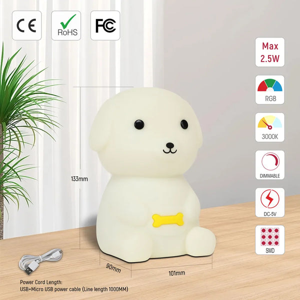 Adorable LED Rechargeable Night Light with Timer and Color-Changing Options