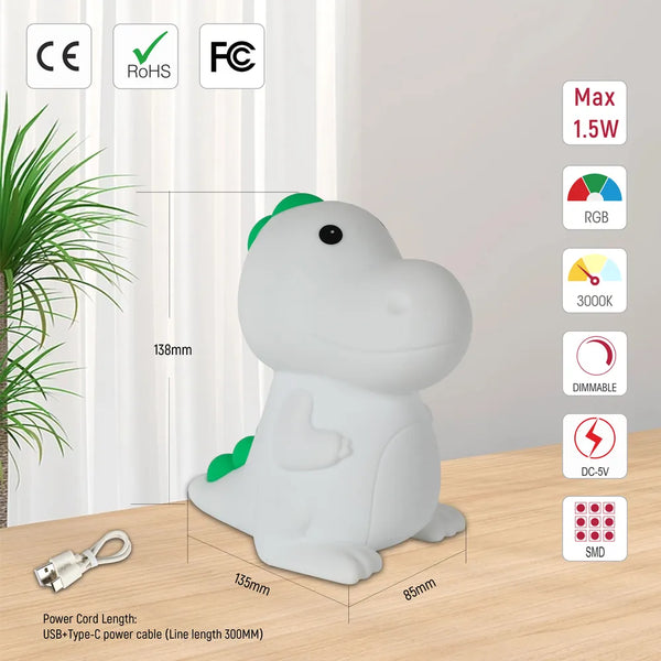 Adorable LED Rechargeable Night Light with Timer and Color-Changing Options