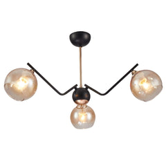 Amber Cone Glass Black Gold Metal Spider Semi Flush Ceiling Light