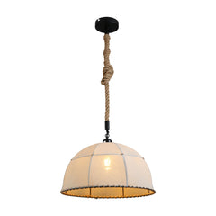 American Country Antique Hemp Rope Fabric Pendant Light Ecru