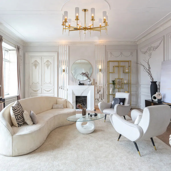 American Fluted Glass Chandelier Ceiling Light