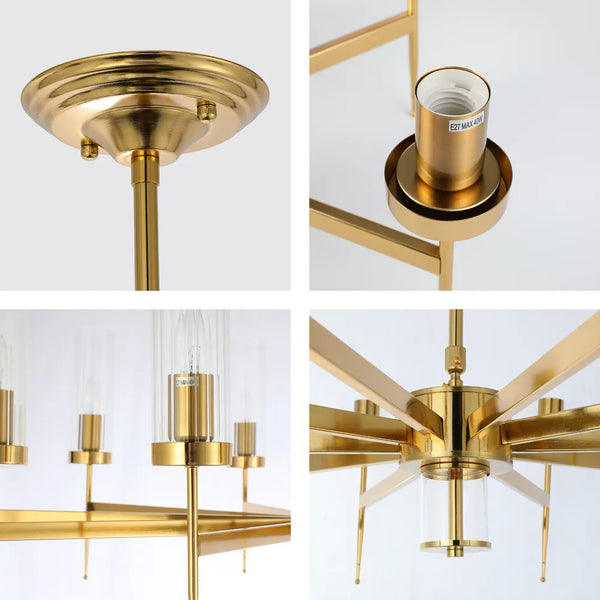 American Fluted Glass Chandelier Ceiling Light