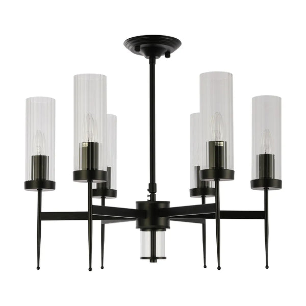 American Fluted Glass Chandelier Ceiling Light
