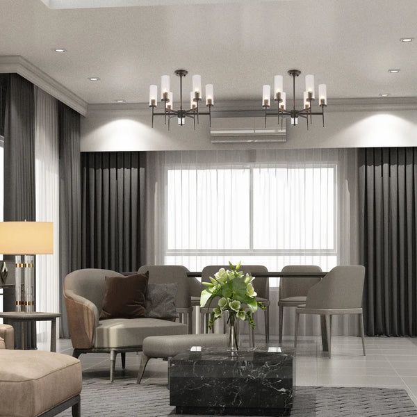 American Fluted Glass Chandelier Ceiling Light