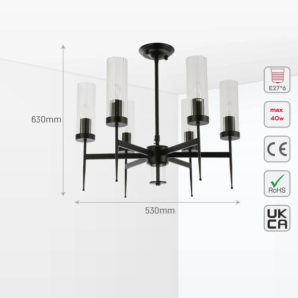 American Fluted Glass Chandelier Ceiling Light