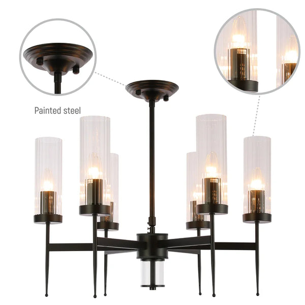 American Fluted Glass Chandelier Ceiling Light