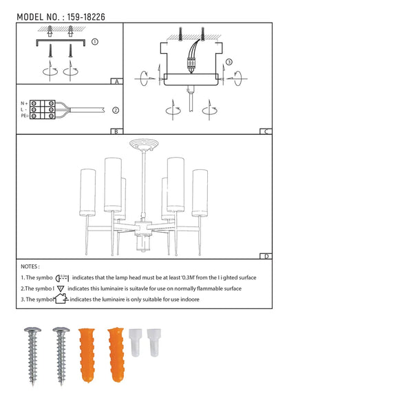 American Fluted Glass Chandelier Ceiling Light