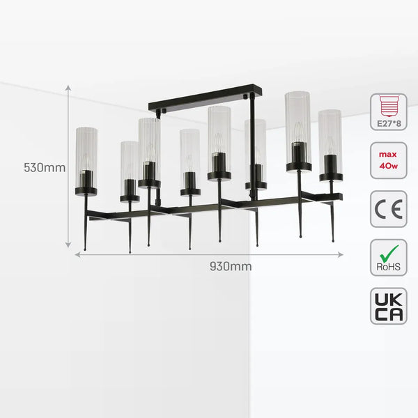 American Fluted Glass Chandelier Ceiling Light