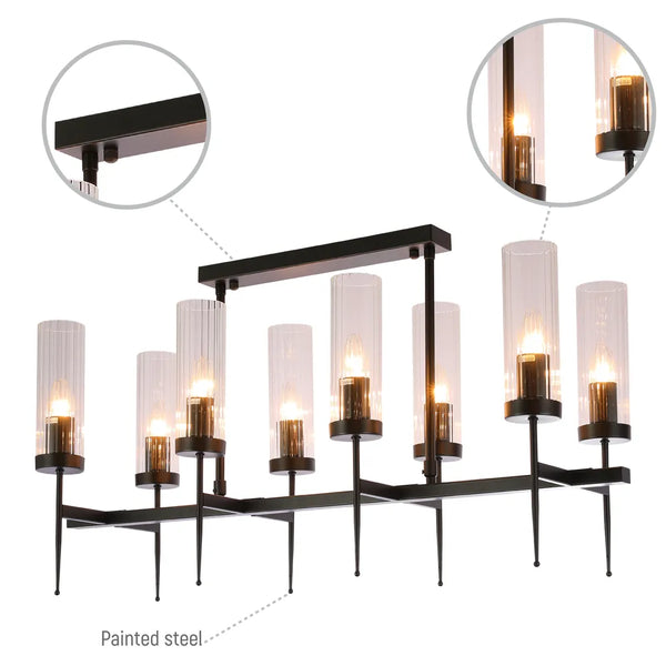 American Fluted Glass Chandelier Ceiling Light