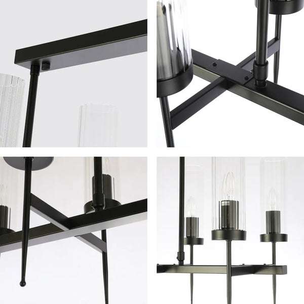 American Fluted Glass Chandelier Ceiling Light