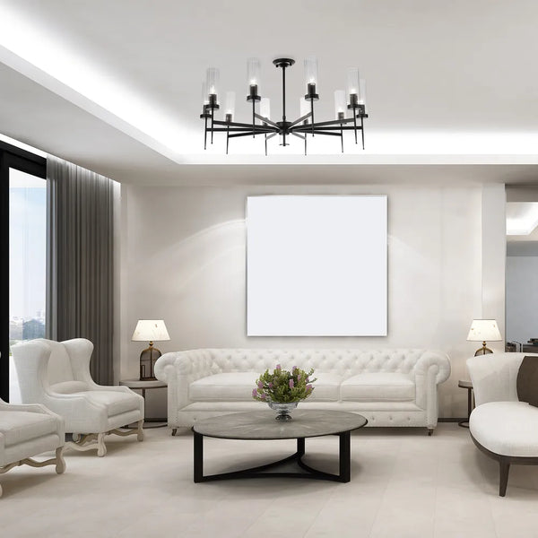 American Fluted Glass Chandelier Ceiling Light