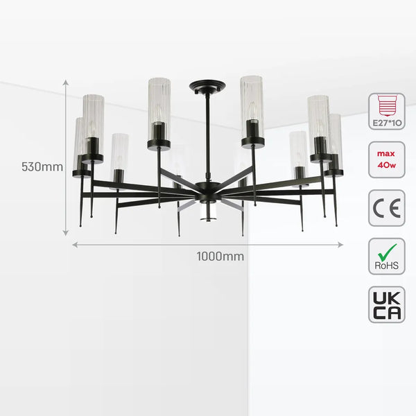 American Fluted Glass Chandelier Ceiling Light
