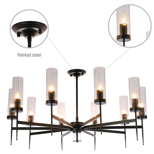 American Fluted Glass Chandelier Ceiling Light