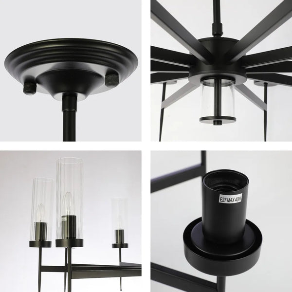 American Fluted Glass Chandelier Ceiling Light