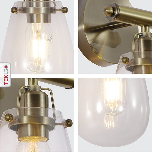 Vintage Industrial Wall Light Antique Brass