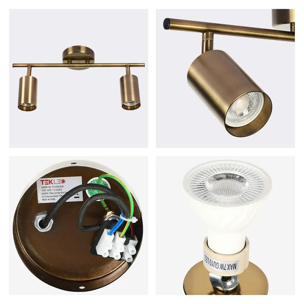 Antique Brass GU10 Spotlight Bar
