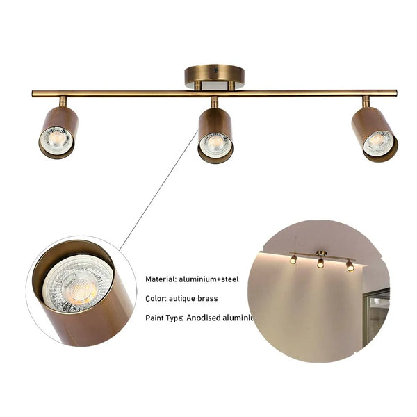 Antique Brass GU10 Spotlight Bar