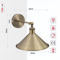 Hinged Funnel Flat Step Antique Brass | Bronze | Gold Finish Metal Wall Light