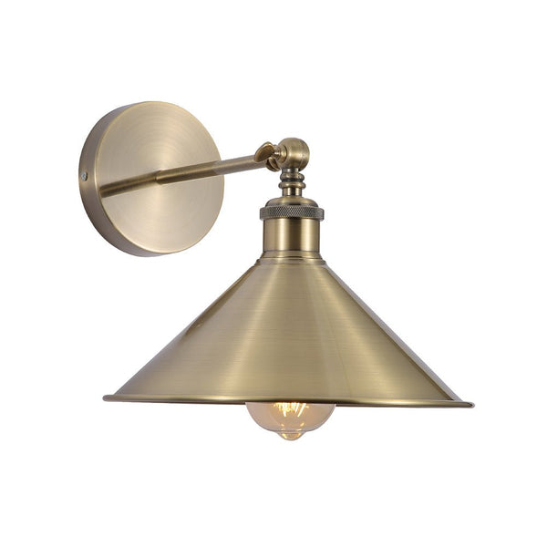 Hinged Funnel Flat Step Antique Brass | Bronze | Gold Finish Metal Wall Light