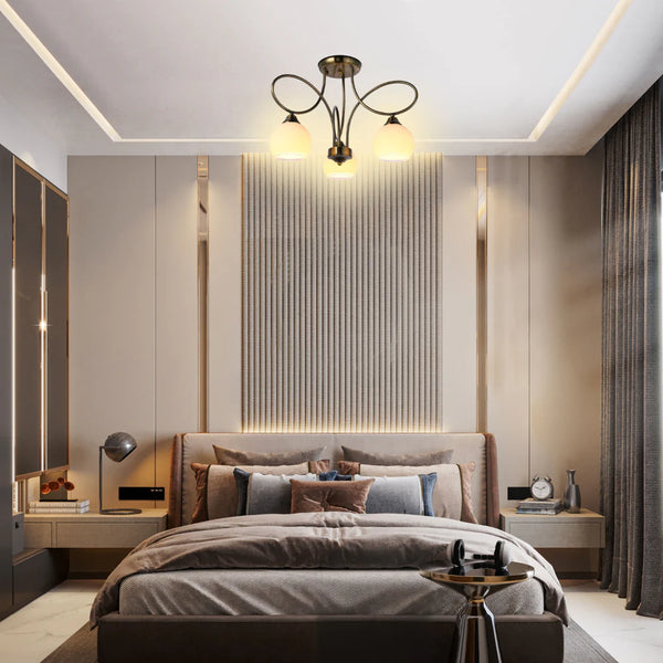 Antique Brass Lily of the Valley Ceiling Light Fixture