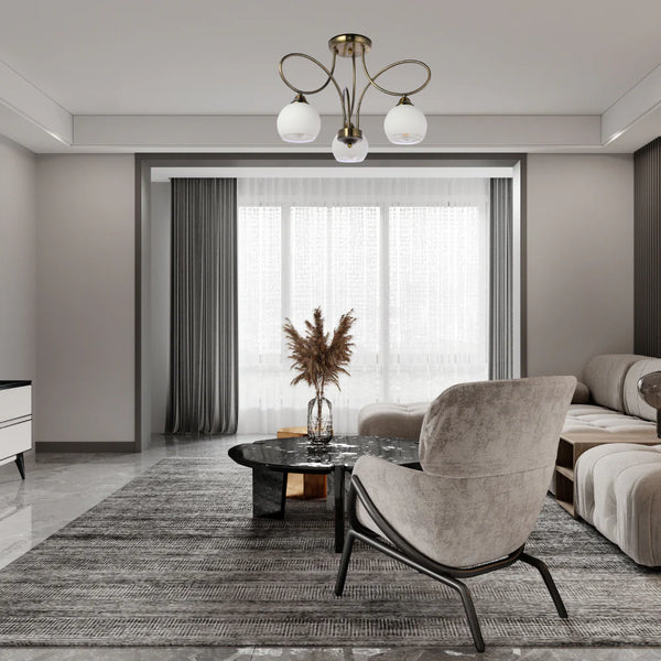 Antique Brass Lily of the Valley Ceiling Light Fixture