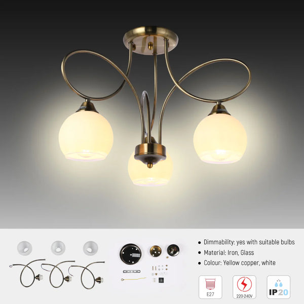 Antique Brass Lily of the Valley Ceiling Light Fixture