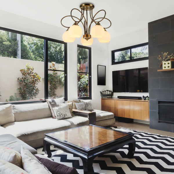 Antique Brass Lily of the Valley Ceiling Light Fixture